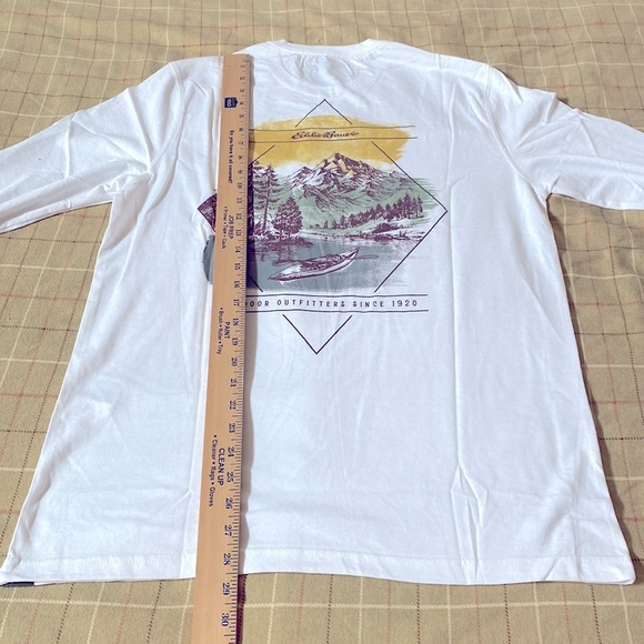Eddie Bauer nwt cotton blend white long sleeve tee shirt pullover crew sz L - Picture 7 of 10